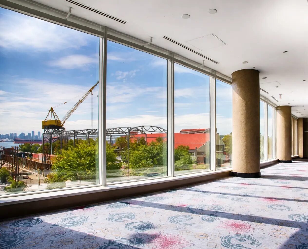 Pinnacle Ballroom overlooking the Shipyards District and North Shore waterfront
